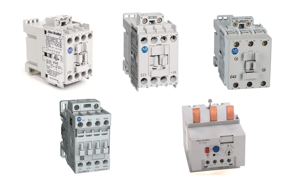 Коллаж контакторов Allen-Bradley 100-C и реле перегрузки